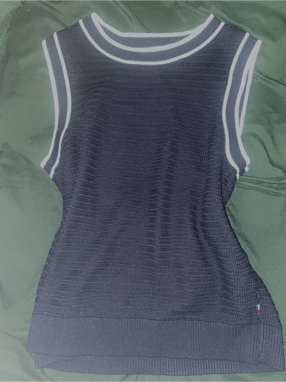 Tommy Hilfiger Knit Tank Top in Navy with White Trim